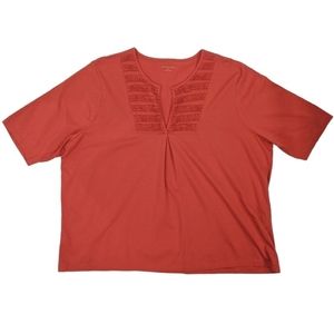 Liz Claiborne Ruffled V-neck Elbow Length Sleeve 3X